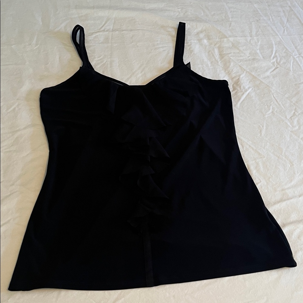 White House Black Market Black Ruffle Camisole Top